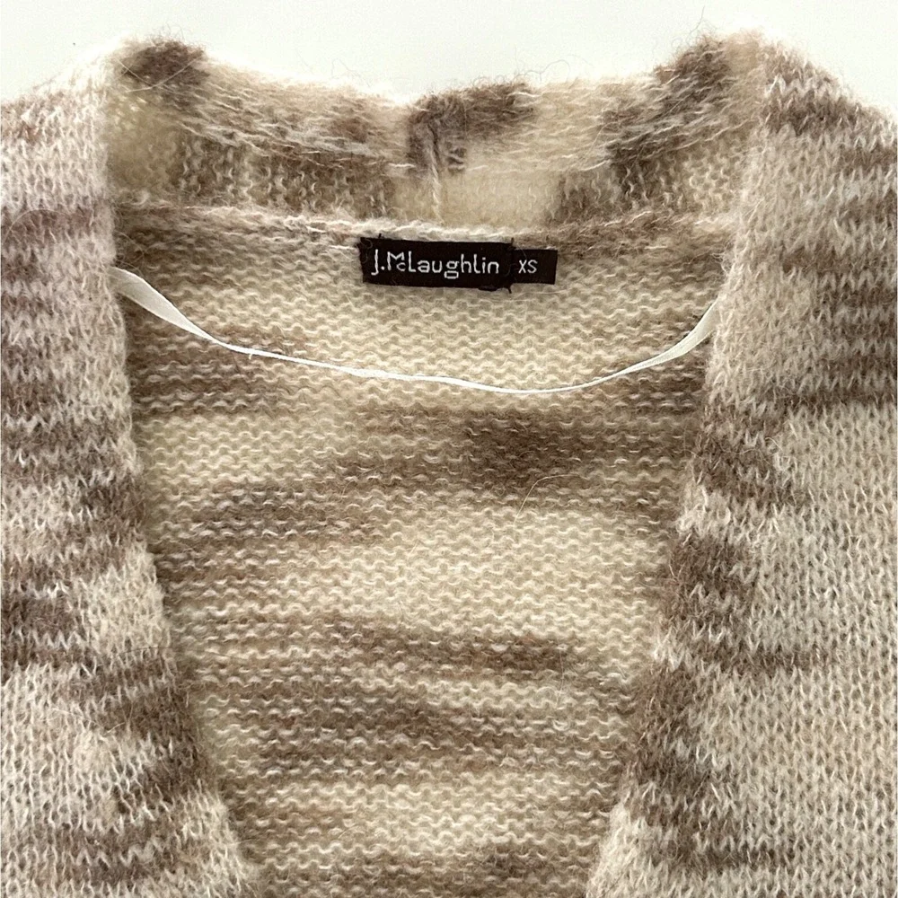 J. McLaughlin Women XS Tan Multicolor Linley Alpaca Wool Cardigan Sweater NWOT